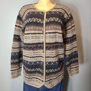 Skyr Women‎ Wool Fair Isle Women Cardigan Sweater Sz M Apres Ski Nordic Vintage